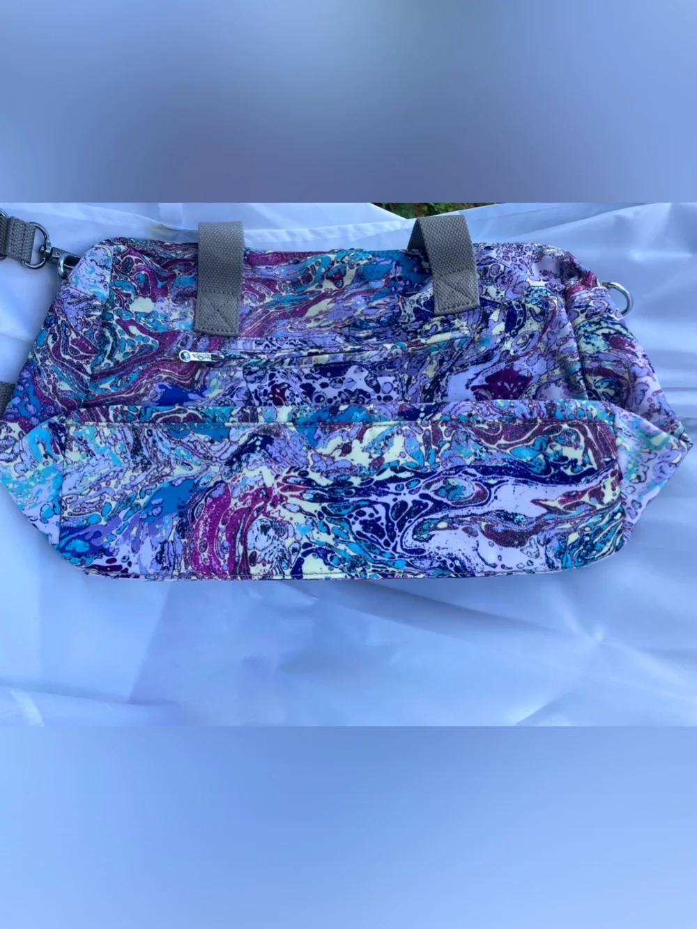 Kipling Cyrene Satchel/Crossbody Bag /Vibrant Swirl Watercolor Pattern /Like New - Picture 10 of 11